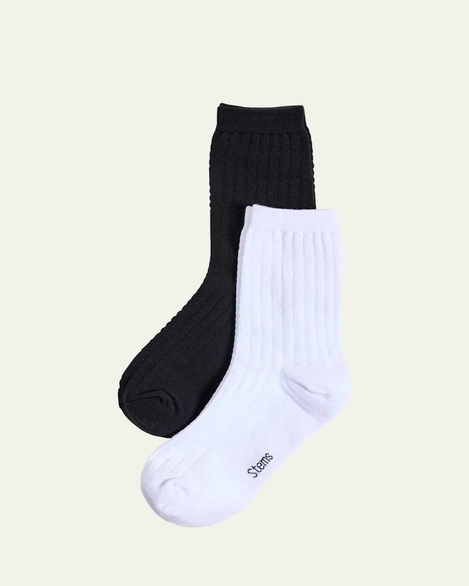 2-Pack Waffle-Knit Crew Socks